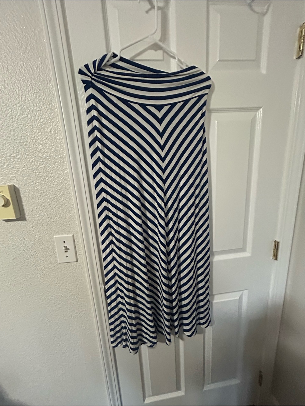 Merona Navy and White Striped Midi Skirt